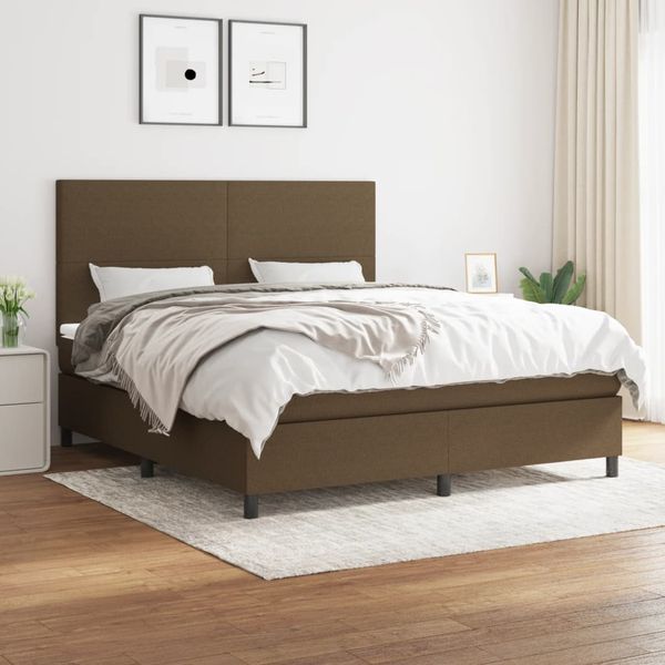 vidaXL Boxspring posteľ s matracom tmavohnedá 180x200 cm látka