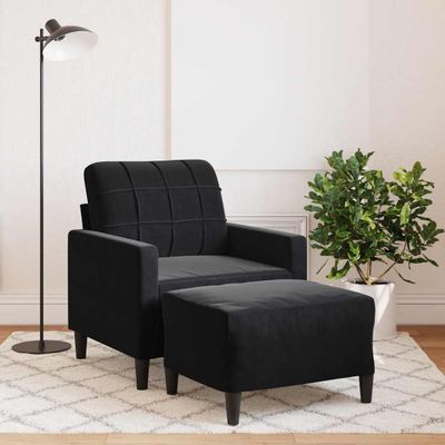 vidaXL Kreslo s podnožkou čierne 60 cm zamat