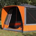 vidaXL Kempingový stan Sivá a oranžová 420 x 420 x 227 cm Polyester