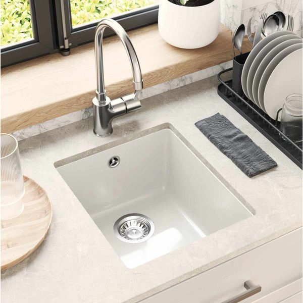 vidaXL Drez Biela 370 x 460 mm 80% Kvárc a 20% Živica