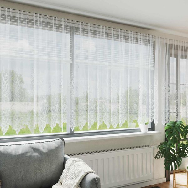vidaXL Čipková záclona so záclonami Biela 160 x 1200 cm Polyester