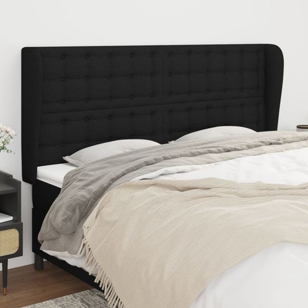 vidaXL Čelo postele so záhybmi čierne 203x23x118/128 cm látka