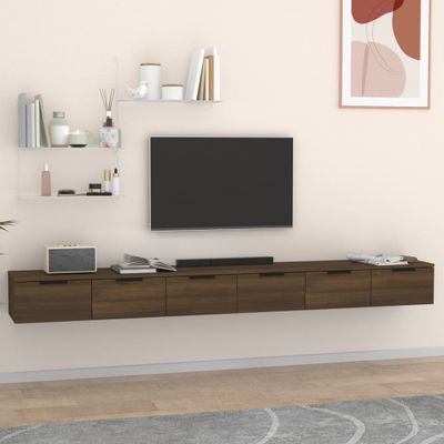 vidaXL Nástenné skrinky 2 ks hnedý dub 102x30x20 cm spracované drevo