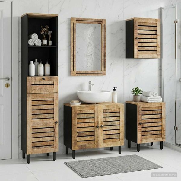vidaXL Set kabinetov do kúpeľne 5 ks Prírodná 38 x 33 x 160 cm
