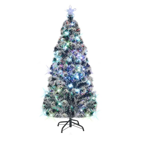 vidaXL Osvetlený vianočný stromček so stojanom a LED 180 cm, optické vlákno