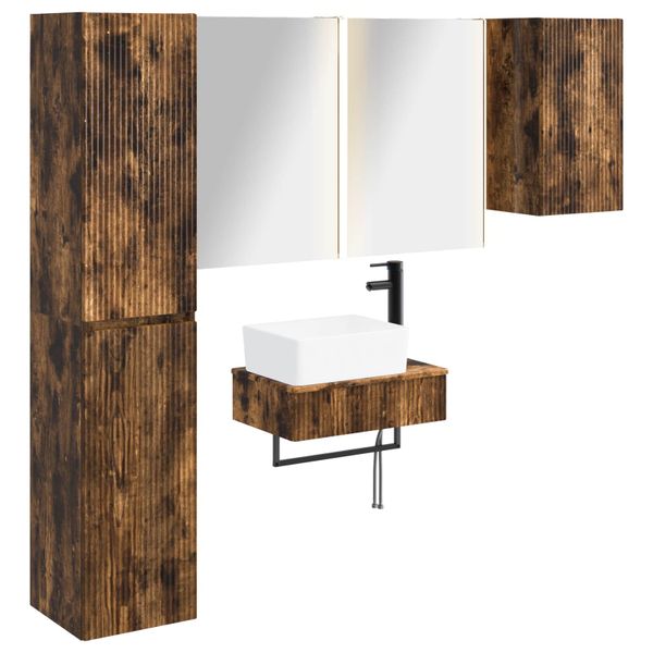 vidaXL Sada kúpeľňového nábytku 5 pcs Dymový dub
