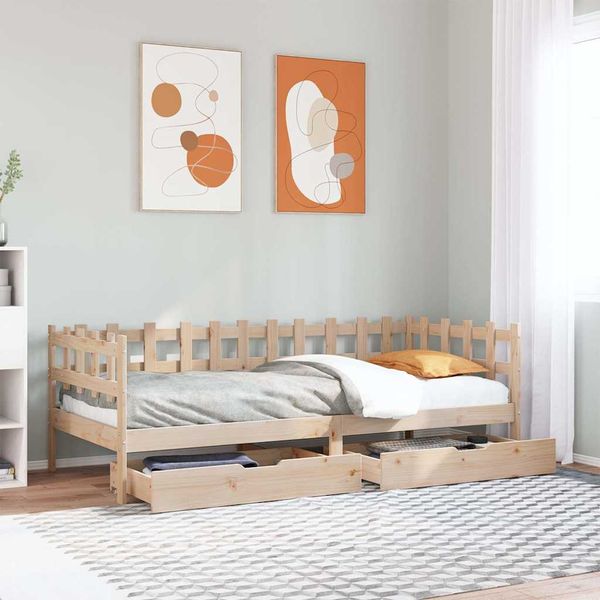 vidaXL Denná posteľ so zásuvkami 90x190 cm masívna borovica