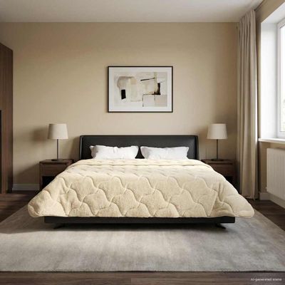 vidaXL Zimný prehoz Krémová 220 x 240 cm Mikrofáza a Teddy fleece
