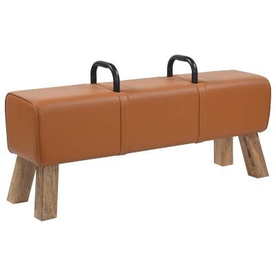 vidaXL lavička Hnedá 110 x 30 x 45 cm Skutočná koža
