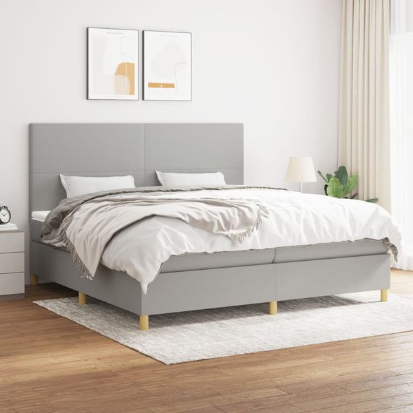 vidaXL Posteľný rám boxsping s matracom bledosivý 200x200 cm látka