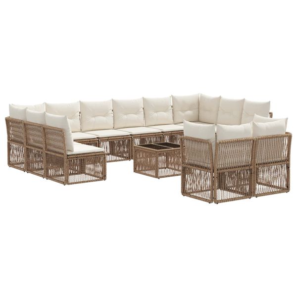 vidaXL Súprava záhradných pohoviek 13 pcs Béžová polyratan