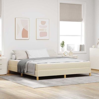 vidaXL Posteľ s pružinovým rámom s matracmi Krémová 180 x 200 cm látka