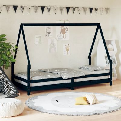 vidaXL Rám detskej postele čierny 80x200 cm masívna borovica