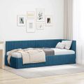 vidaXL Rohový rám postele s čelnou doskou Modrá 80 cm x 200 cm Zamat