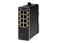 Prepínač - riadený - 2 x 10/100 (uplink) + 6 x 10/100 (downlink) - možno montovať na konzolu DIN - DC napájanie