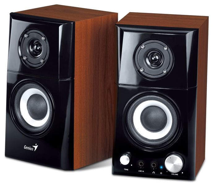 Genius SP-HF500A II. generácia/Stereo/16W/Hnedá Reproduktory, 2.0, 16W, 3,5mm jack, drevené, hnedo-čierne