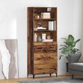 vidaXL Highboard Staré drevo 69,5 x 34 x 180 cm Kompozitné drevo