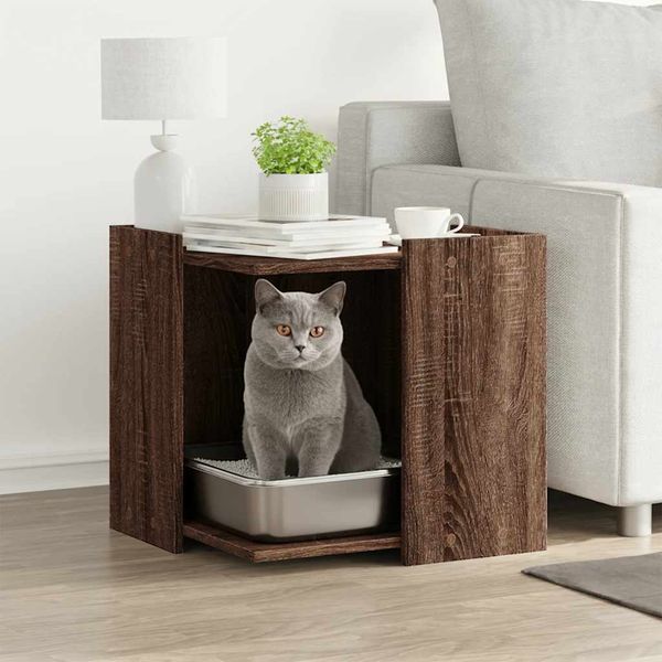 vidaXL Uzavretý box na stelivo, hnedý dub 53x53x51cm, kompozitné drevo