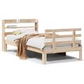 vidaXL Posteľný rám s čelom biely 75x190 cm borovicový masív