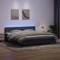vidaXL Posteľný rám boxspring s matracom a LED tmavosivý 180x210 cm zamat