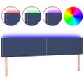 vidaXL Čelo postele s LED modré 160x5x78/88 cm látka