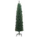 vidaXL Úzky umelý vianočný stromček so stojanom, zelený 210 cm, PVC