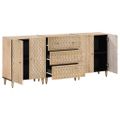 vidaXL Bočné skrinky 3 ks 60x33x75 cm masívne mangovníkové drevo