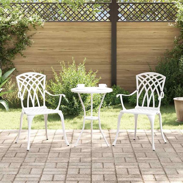 vidaXL Záhradná stolička 2 pcs Biela 53 x 51 x 88,5cm Hliník