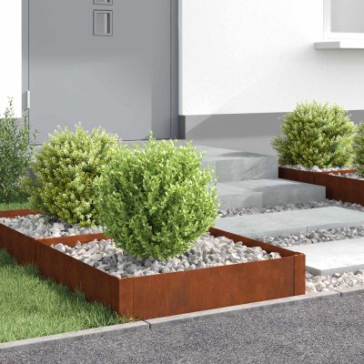 vidaXL Obrubník trávnika 4 ks 60 x 60 x 20 cm Oceľ Hrdzavý