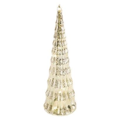 LED vánoční skleněný stromek, 27 cm, 2x AA, vnitřní, teplá bílá, časovač