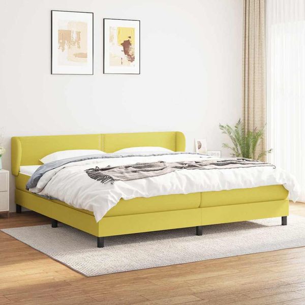 vidaXL Boxspring posteľ s matracom zelená 200x200 cm látka