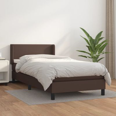 vidaXL Boxspring posteľ s matracom hnedá 90x200 cm umelá koža