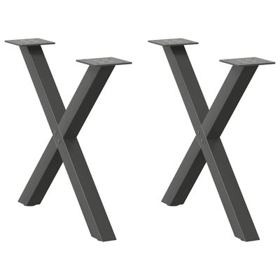 vidaXL Nohy konferenčného stolíka v tvare X, 2 ks, antracitové, 60 x (42-43) cm, oceľ