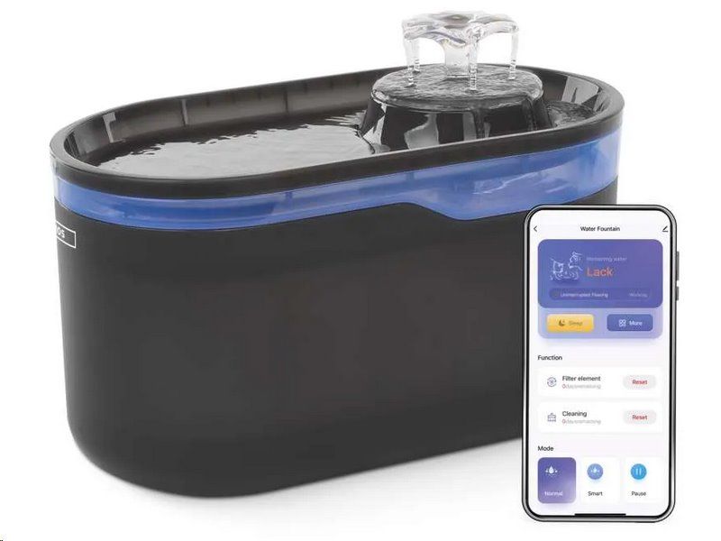 Vodní fontána EMOS H6102 GoSmart, 2,6 l, šedá, Wi-Fi