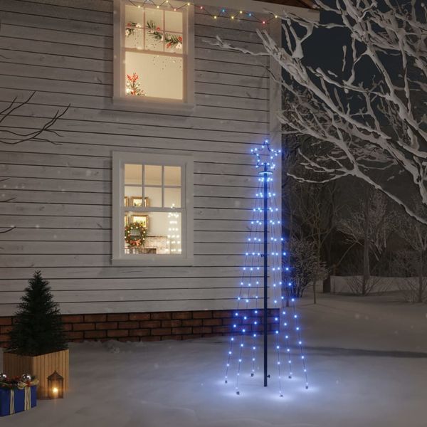 vidaXL Vianočný stromček s hrotom a 108 modrými LED 180 cm