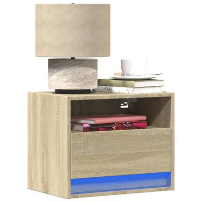 vidaXL Nástenné nočné skrinky s LED osvetlením 2 ks dub sonoma