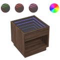 vidaXL Nočný stolík s nekonečnými LED hnedý dub 50x50x50 cm