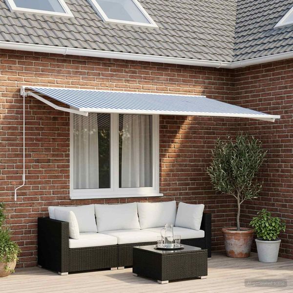 vidaXL Náhradná látka na markízu Modrá a biela 600 × 300 cm Polyester