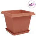 vidaXL Kvetináče 24 ks Tehlovo červená Plast