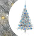 vidaXL Umelý predsvietený vianočný stromček Strieborná 120 cm PET