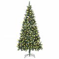vidaXL Osvetlený umelý vianočný stromček so šiškami 210 cm