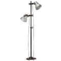 vidaXL Stojanová lampa s 2 tienidlami strieborná E27 liatina železa