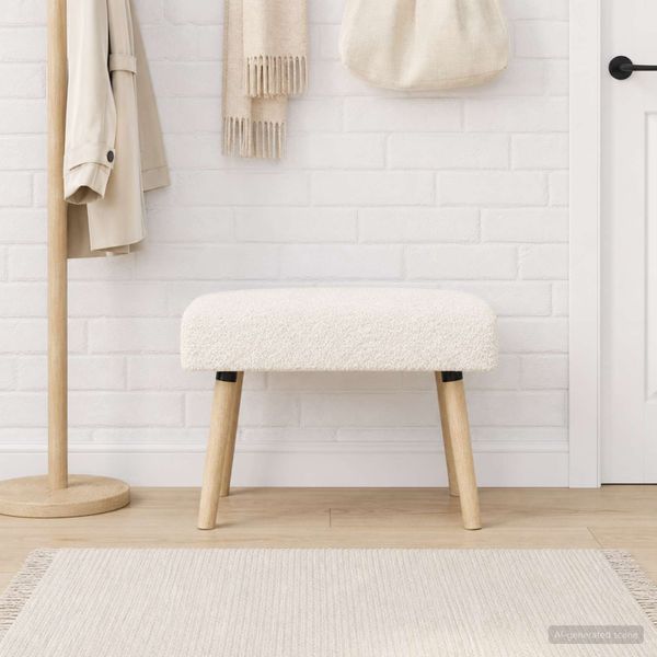 vidaXL lavička Jednofarebný Krémová 60 x 40 x 45 cm Bouclé