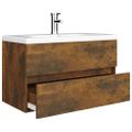VidaXL Umývadlová skrinka so vstavaným umývadlom dymový dub spr. drevo