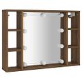 vidaXL Zrkadlová skrinka s LED hnedý dub 76x15x55 cm