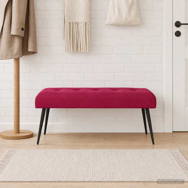 vidaXL Lavica s gombíkovým prešívaním Víno červené 110 x 40 x 46 cm