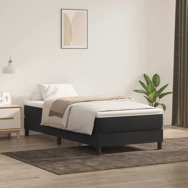 vidaXL Box Spring Posteľ s matracom Čierna 100x210 cm Zamat
