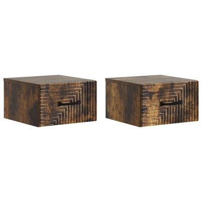 vidaXL Nástenná nočná skrinka 2 pcs Dymový dub 34,5 x 33 x 20 cm