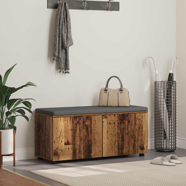 vidaXL Predsieňová lavica s vankúšom Staré drevo 100 x 38 x 46 cm