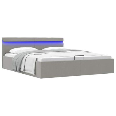 vidaXL Hydraulický posteľný rám+úložný priestor, LED, látka 180x200 cm